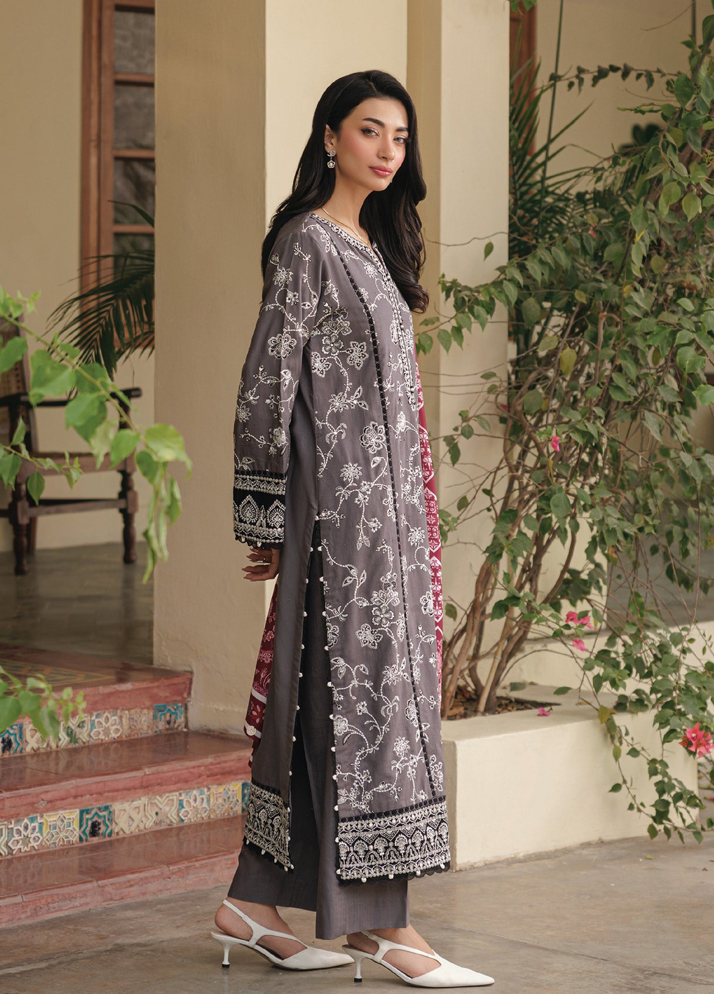 Xenia Unstitched Slub Khaddar Unstitched Embroidered Suits 3 Piece XE25SK D-10 Erya - Winter Collection