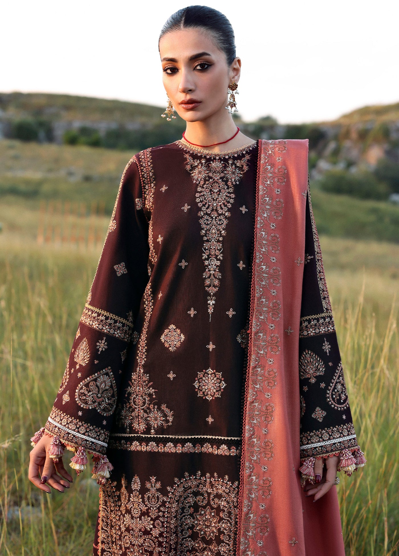 Hussain Rehar Embroidered Jacquard Suits Unstitched 3 Piece HRR25KW Nazneen - Winter Collection