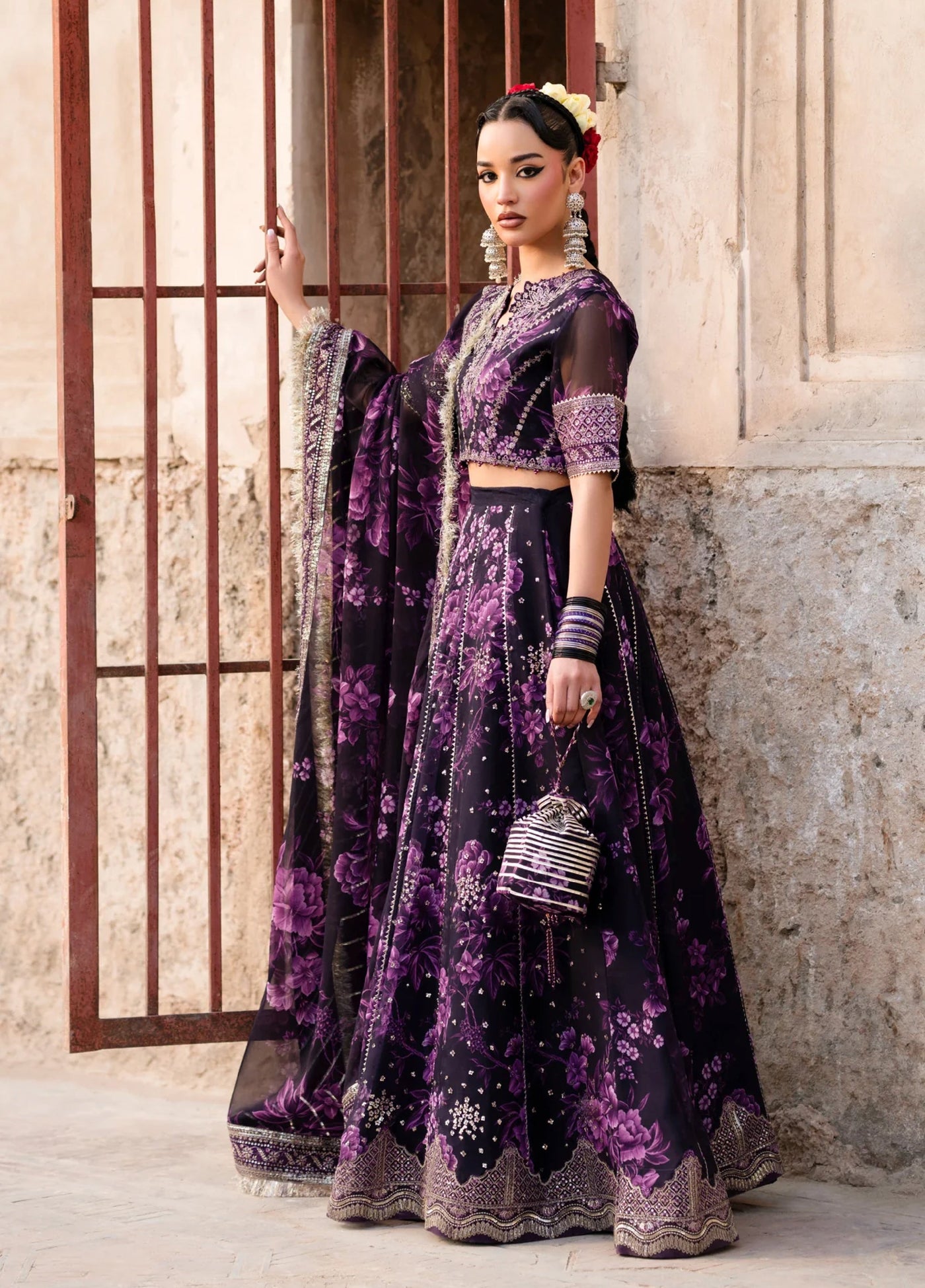 Xenia Formal Unstitched Luxury Chiffon Suits 3 Piece XE25FL Kesar - Formals Collection