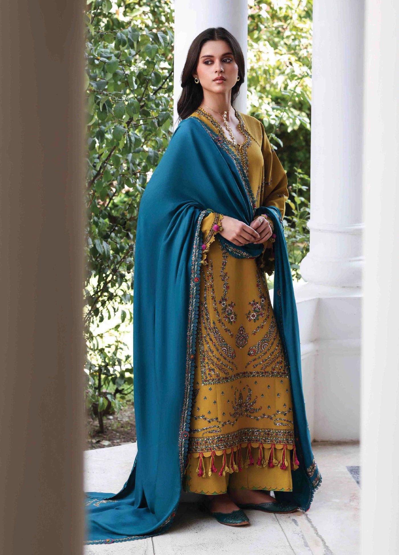 Amaris by Republic Womenswear Unstitched Luxury Shawl Karandi Embroidered Suits 3 Piece RW25AS D-12 - Winter Collection