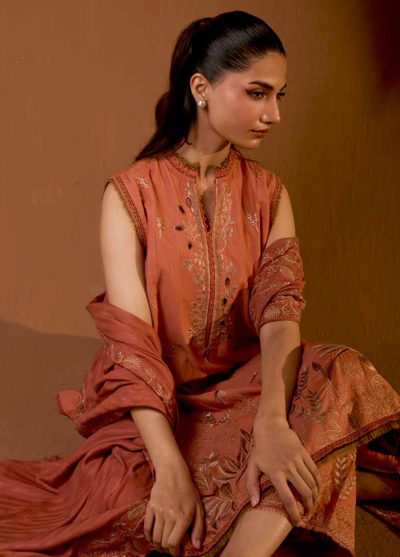 Sobia Nazir Unstitched Shawl Embroidered Khaddar 3 Piece SN25SW D-04 A - Winter Collection