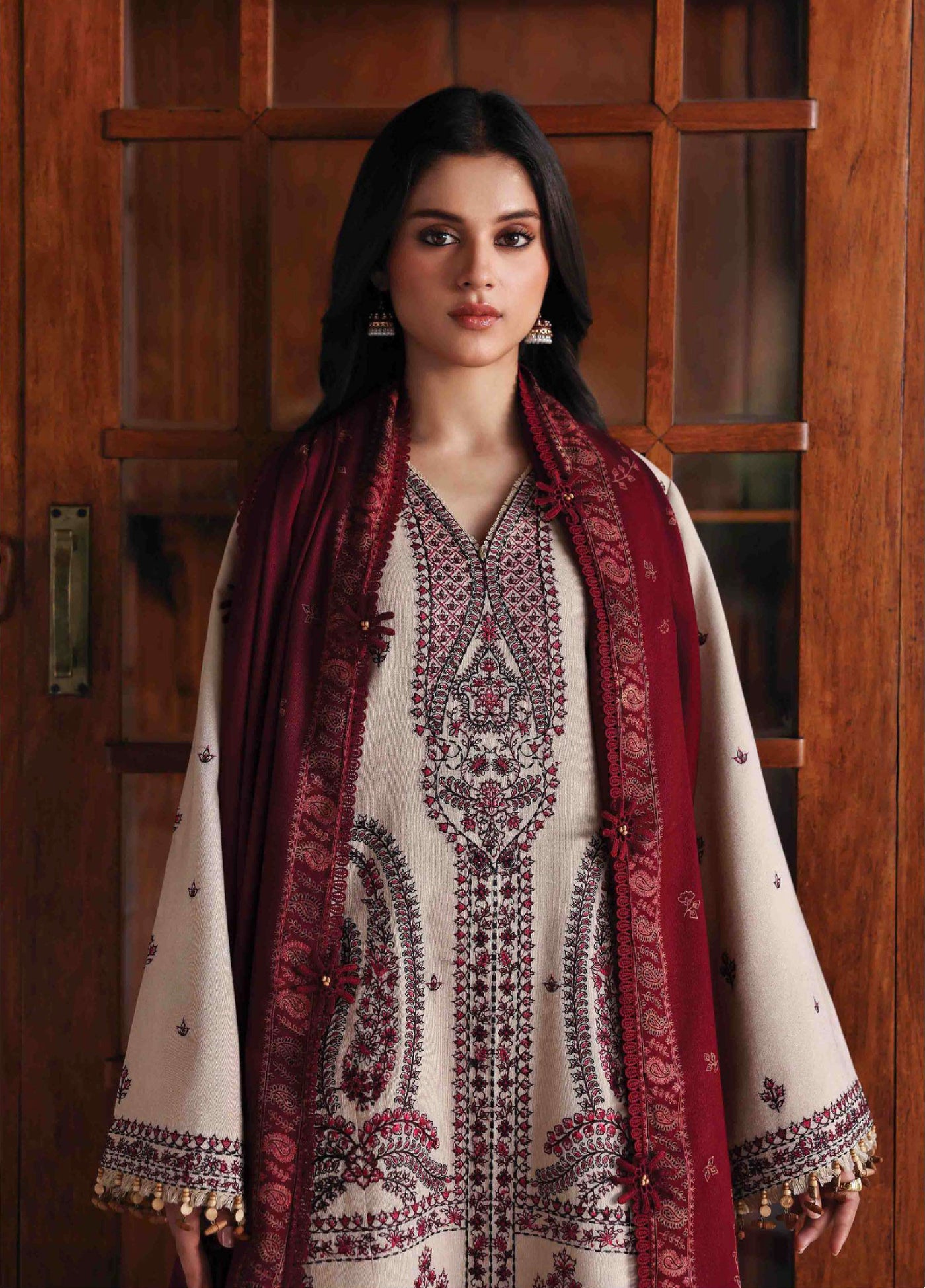Amaris by Republic Womenswear Unstitched Luxury Shawl Karandi Embroidered Suits 3 Piece RW25AS D-2 - Winter Collection