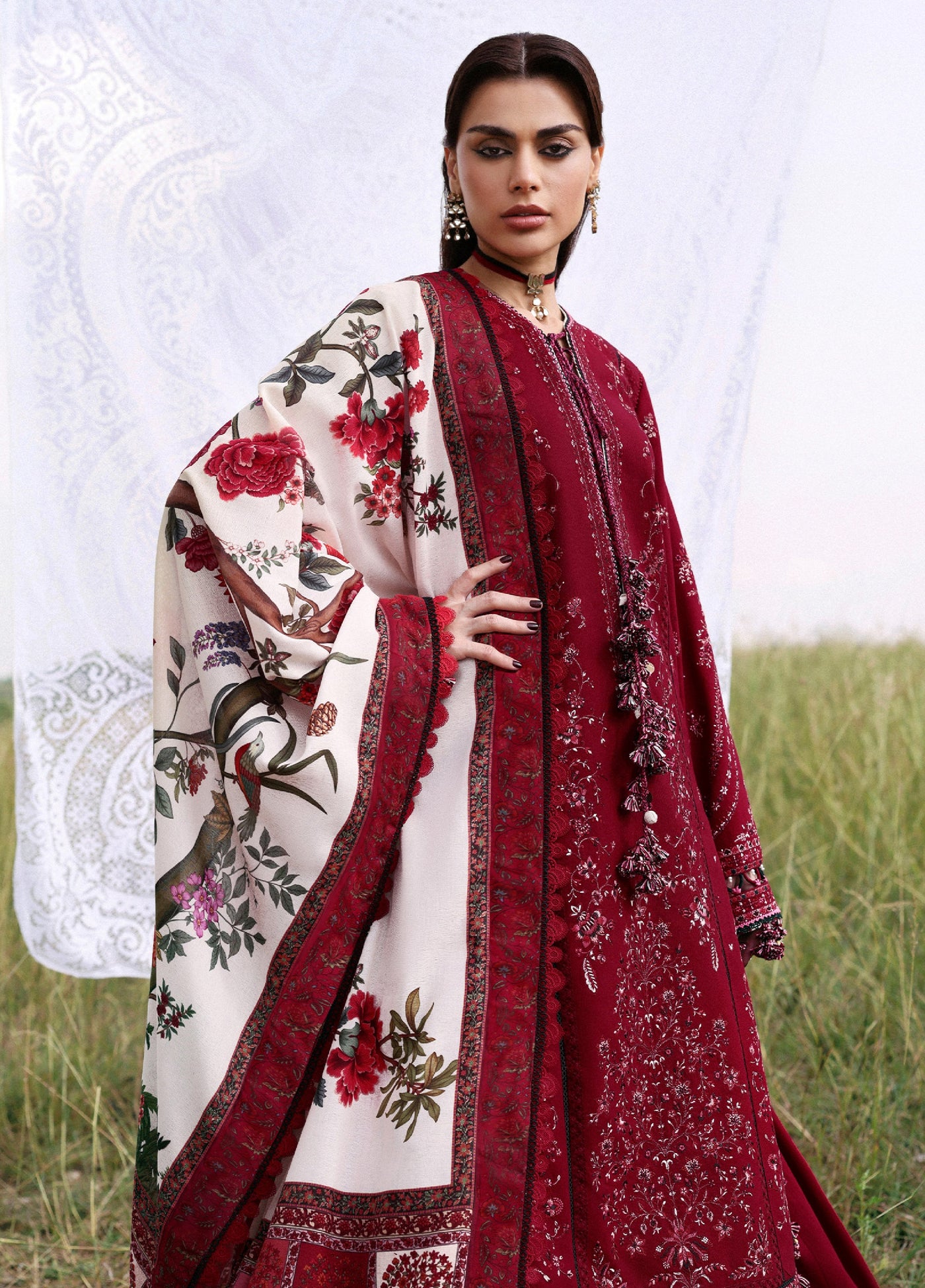 Hussain Rehar Embroidered Khaddar Suits Unstitched 3 Piece HRR25KW Mahrani - Winter Collection