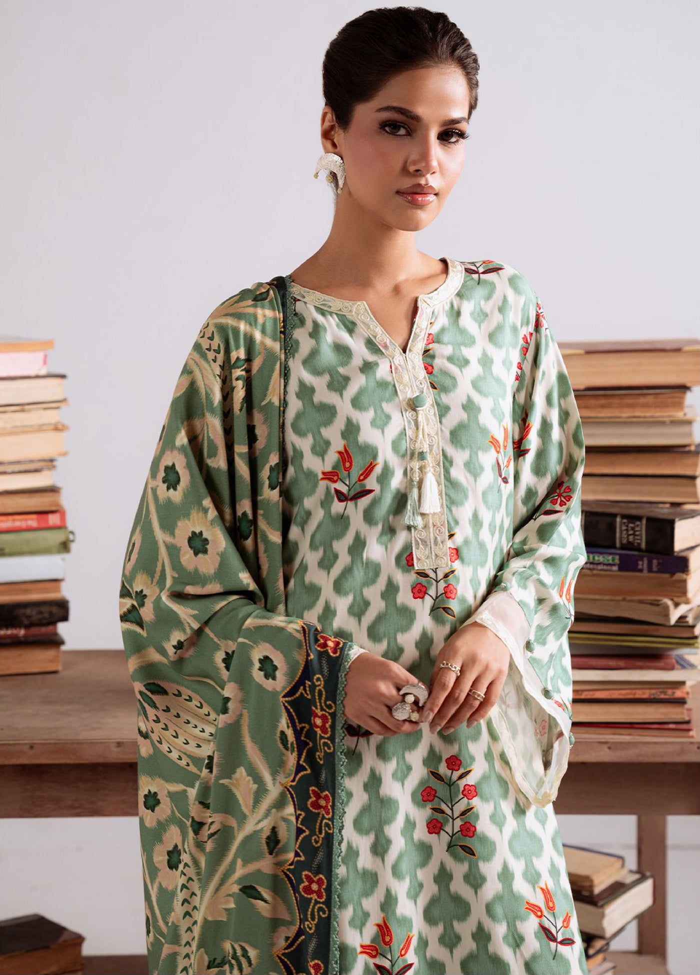 Cross Stitch Unstitched RTS Marina Embroidered Suits 3 Piece CS25MW D-10 Tribal Haze - Winter Collection