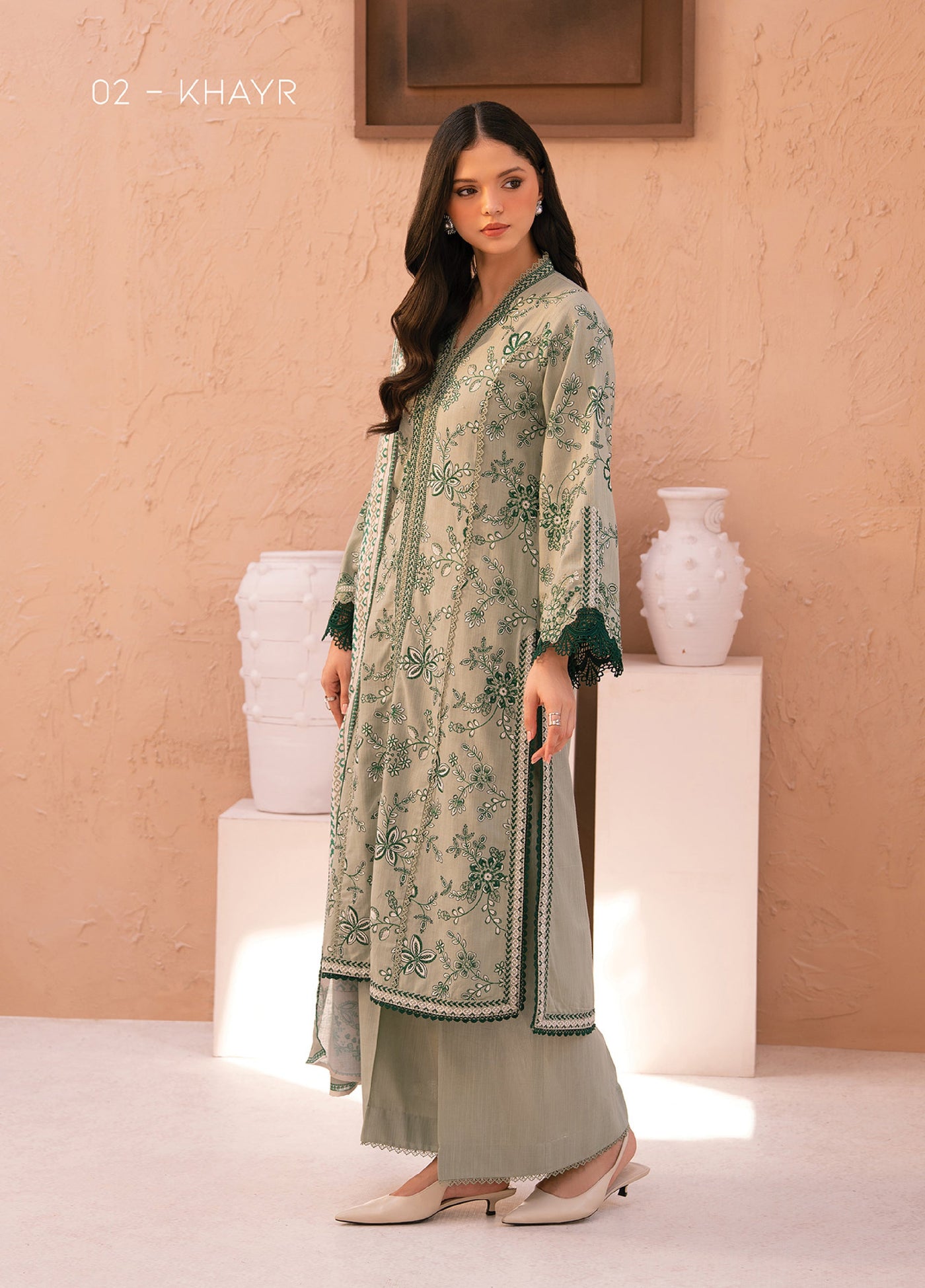 Xenia Unstitched Slub Khaddar Unstitched Embroidered Suits 3 Piece XE25SK D-02 Khayr - Winter Collection