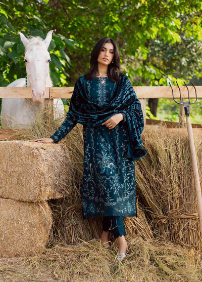 Nureh Exclusive Unstitched Luxury Palachi Embroidered Leather Peach Suits 3 Piece NU25PS NE-186 - Winter Collection