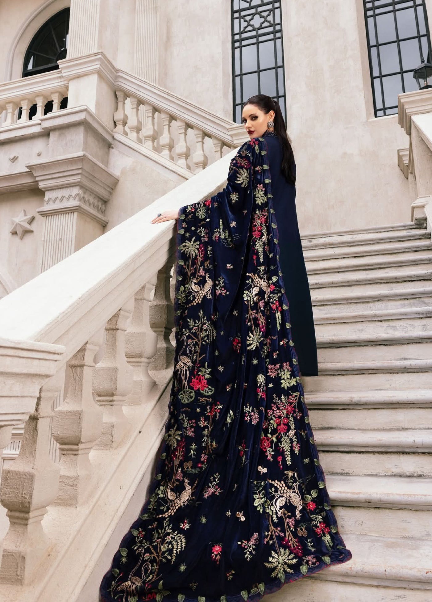 Luxe by Maria B Unstitched Embroidered Twill Linen 3 Piece MB25LW D12 - Winter Collection