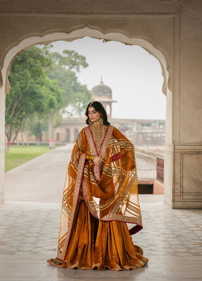 Zarlish Makhfi by Mohsin Naveed Ranjha Unstitched Embroidered Silk Suits 3 Piece MNR25ZM Ranjish - Festive Collection