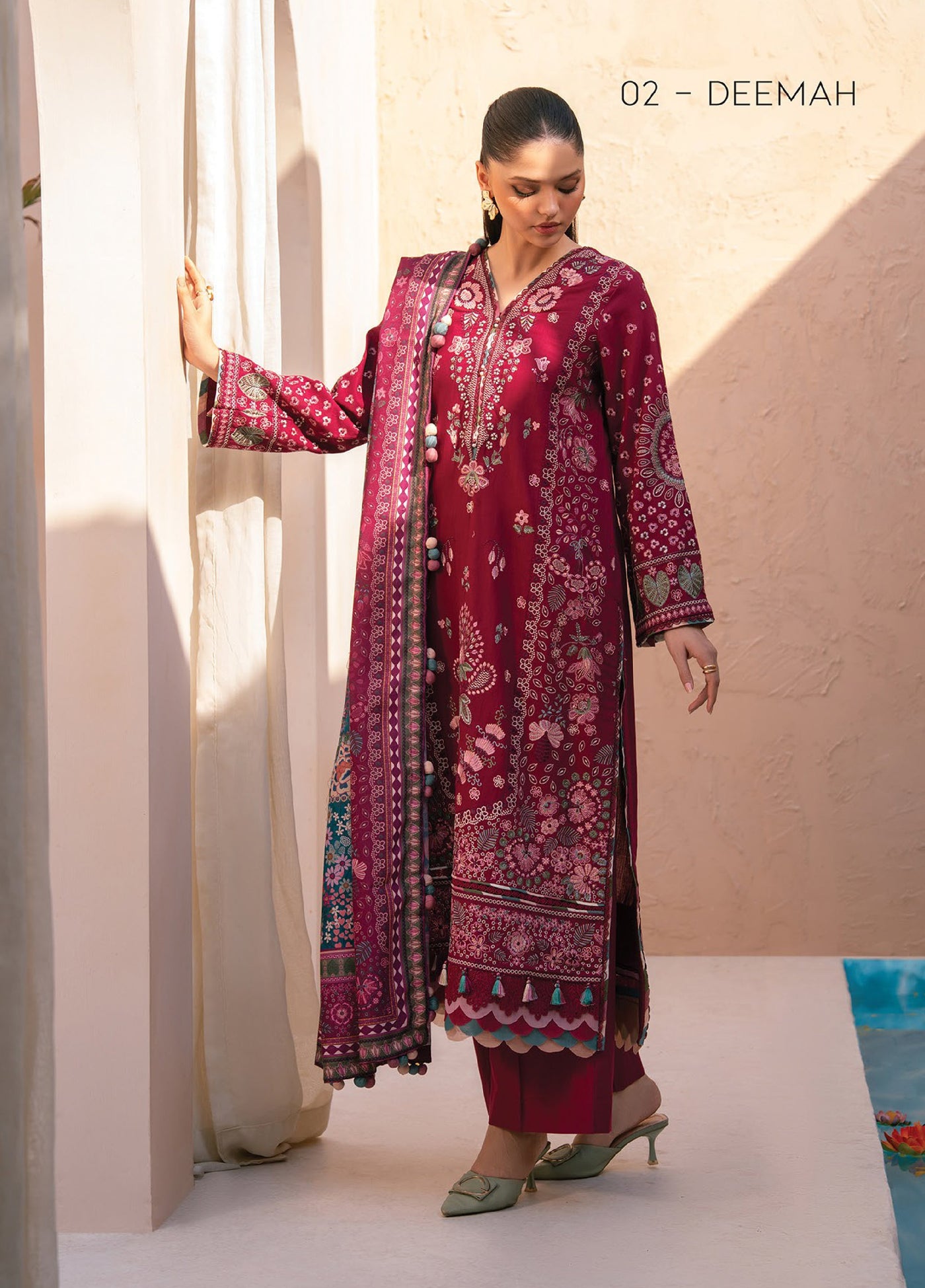 Rang e Khizaan by Xenia Unstitched Khaddar Embroidered Suits 3 Piece XE25SW D-02 DEEMAH - Winter Collection