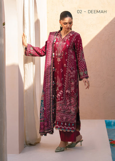 Rang e Khizaan by Xenia Unstitched Khaddar Embroidered Suits 3 Piece XE25SW D-02 DEEMAH - Winter Collection