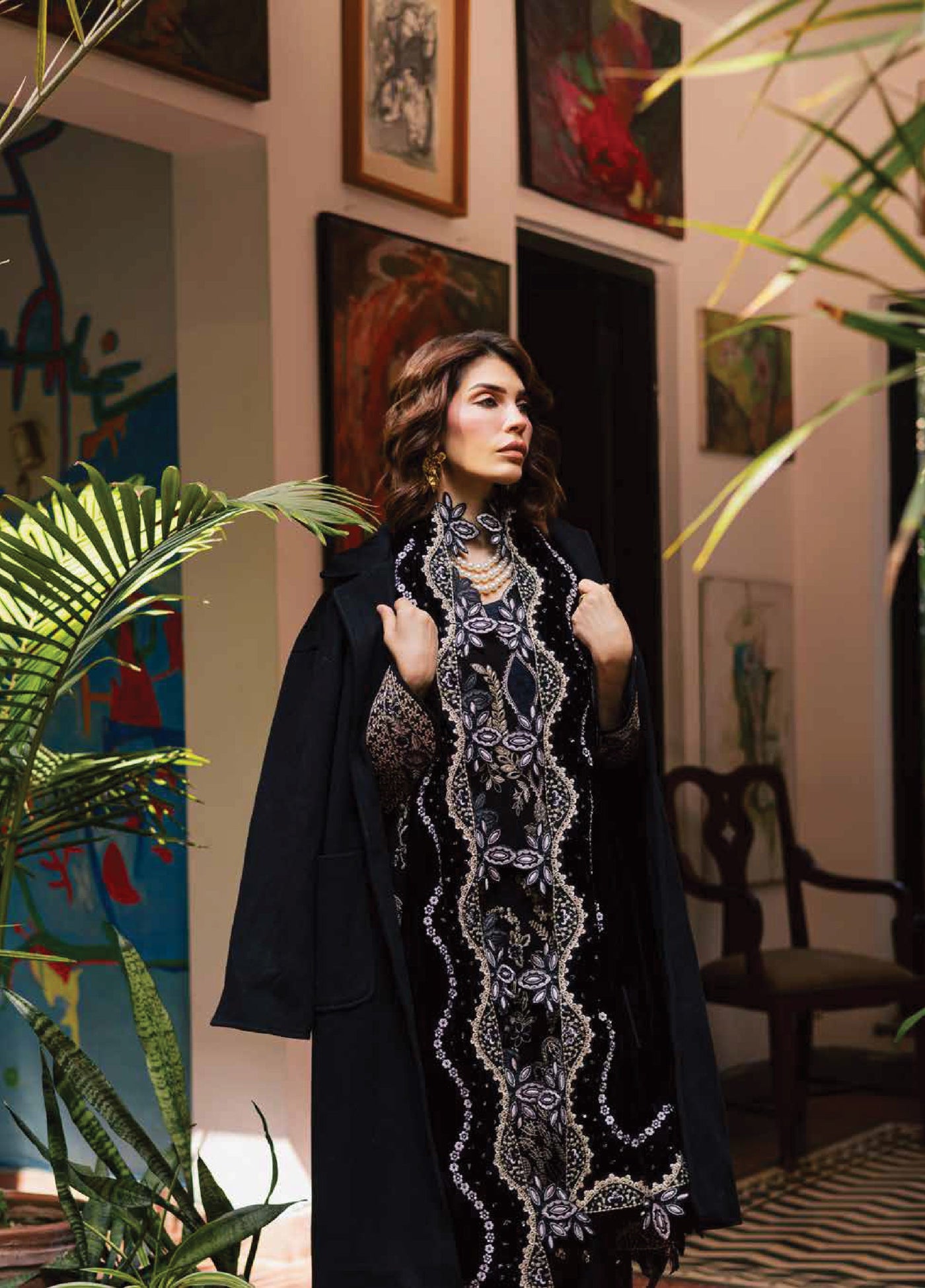 Nureh Exclusive Unstitched Luxury Leather Peach Embroidered Suits 3 Piece NU25LV NE-185 - Festive Collection