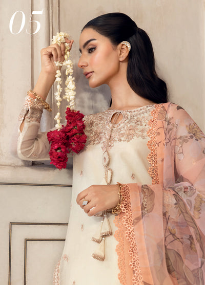 M basics by Maria B Unstitched Silk Embroidered Suits 3 Piece MB25WF D-805 Off White - Winter Collection