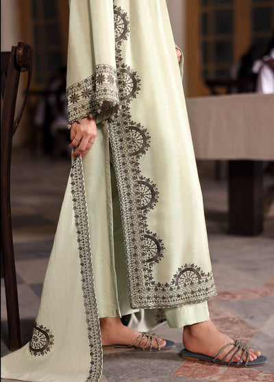 Cross Stitch Unstitched RTS Marina Embroidered Suits 3 Piece CS25MW D-05  Basil Hues - Winter Collection