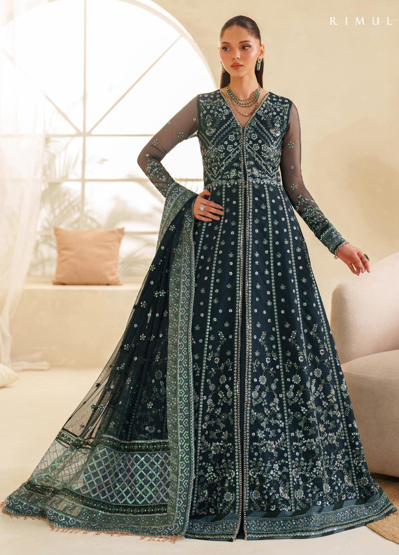 Meesa by Zarif Unstitched Net Embroidered Suits 3 Piece ZAF25MF ZRF-ML-02 RIMUL - Winter Collection