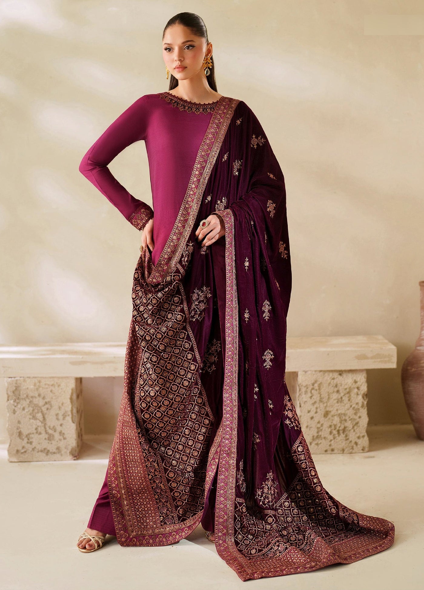 Zarif Unstitched Embroidered Raw Silk Suits 3 Piece ZRF25UF  ZRF-VS-02 - Festive Collection