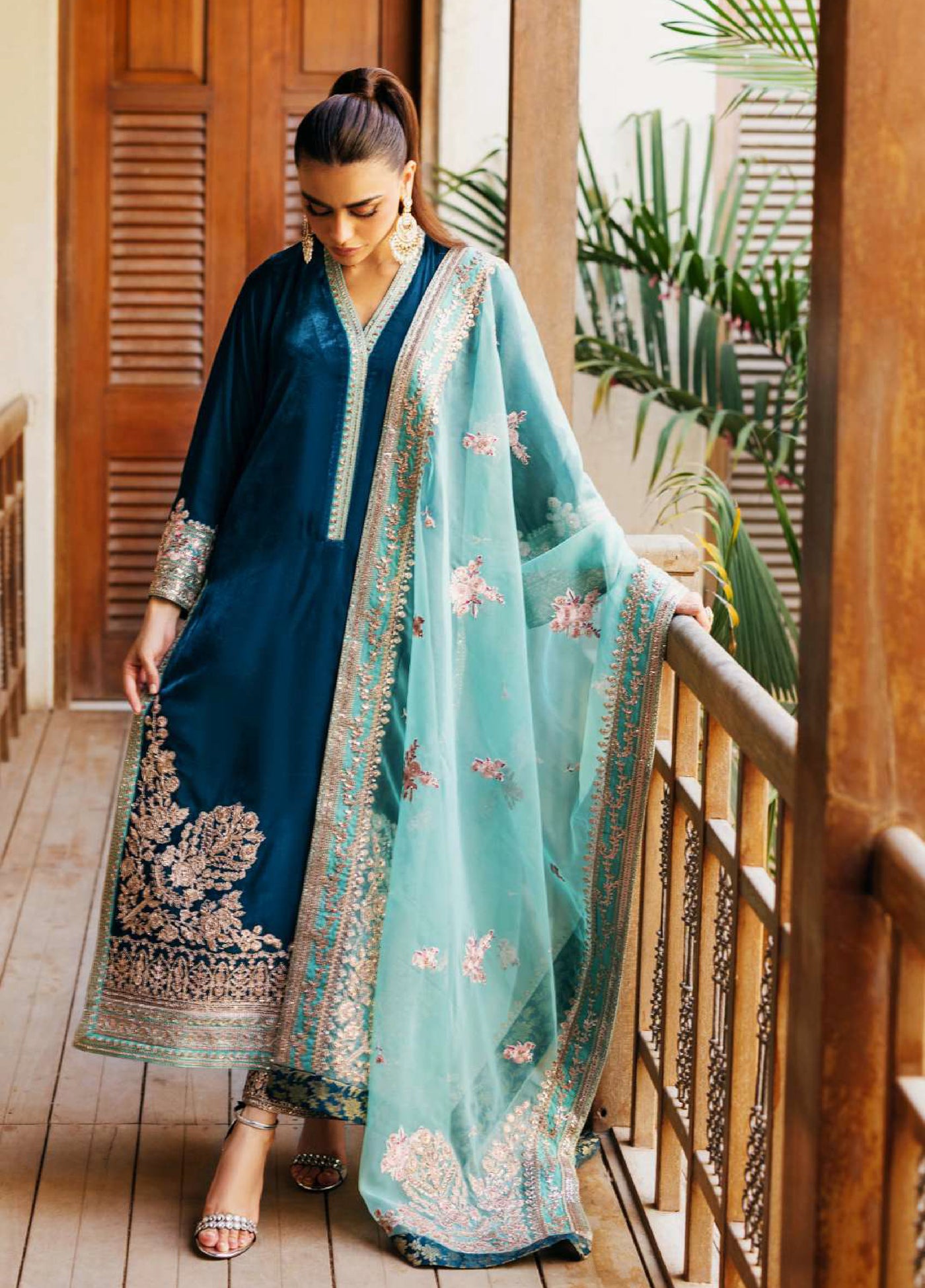 Zainab Chottani Unstitched Velvet Embroidered 3 Piece ZC25UV Elsa - Festive Collection