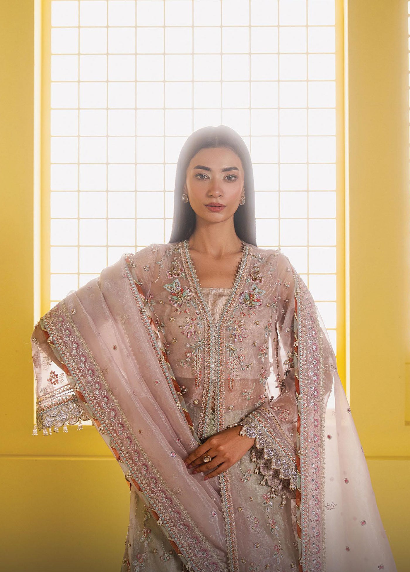 Solaris by Ayzel Unstitched Formals Organza Suits 3 Piece AAF25SW Solyn - Wedding Collection