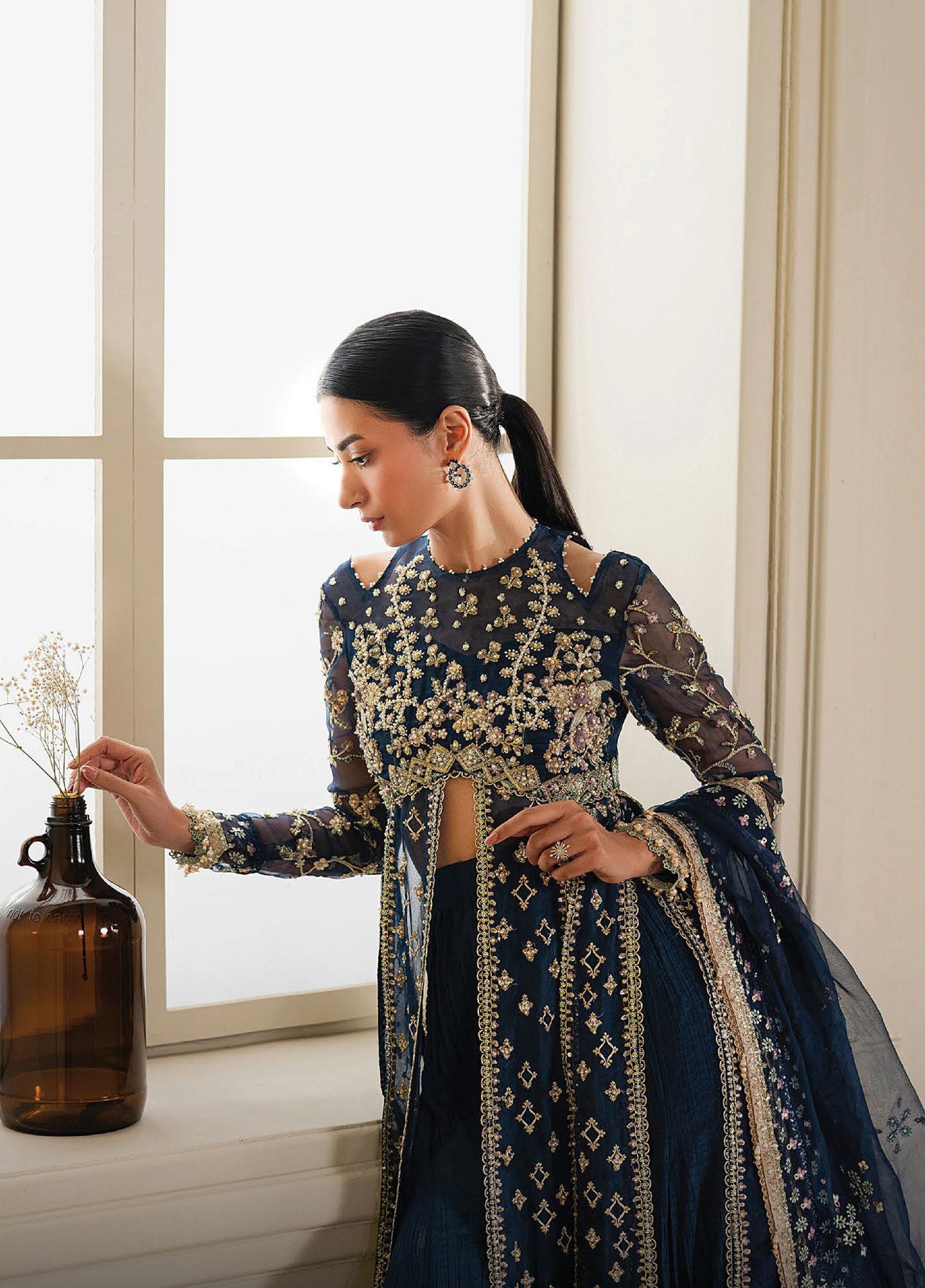 Solaris by Ayzel Unstitched Formals Organza Suits 3 Piece AAF25SW Lunara - Wedding Collection