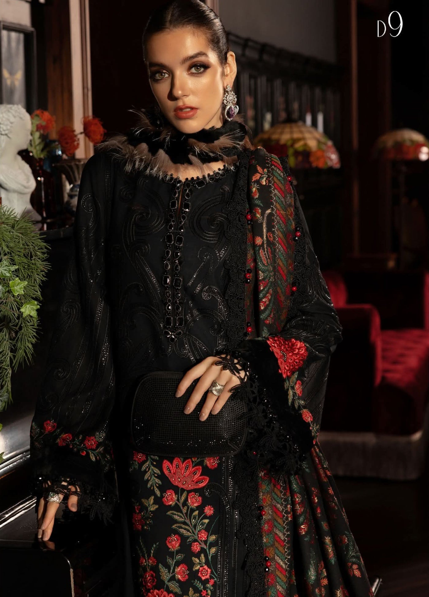 Luxe by Maria B Unstitched Embroidered Linen 3 Piece MB25LW D9 - Winter Collection