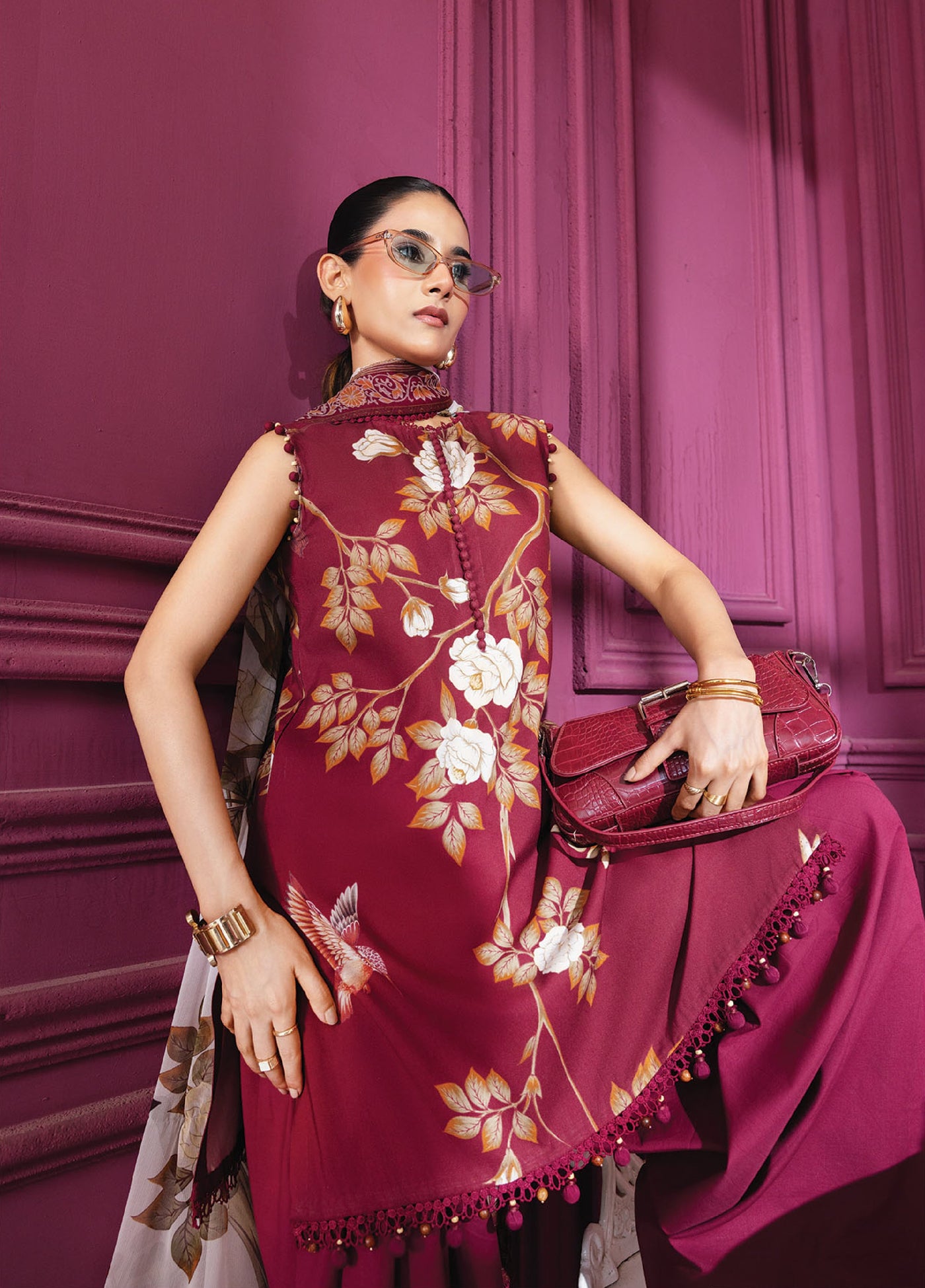 M Basics By Maria B Unstitched Digital Printed Linen 3 Piece MB25UW 1102-B - Winter Collection