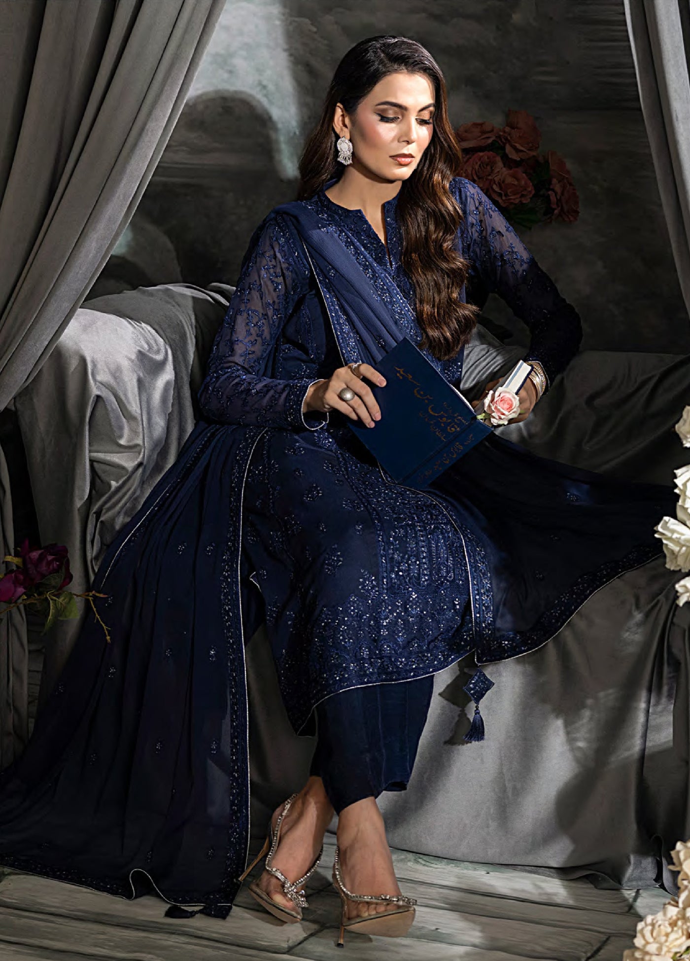 Elegance by Lakhany Unstitched Embroidered Chiffon Suits 4 Piece LSM25EC LG-IZ-0167 - Festive Collection