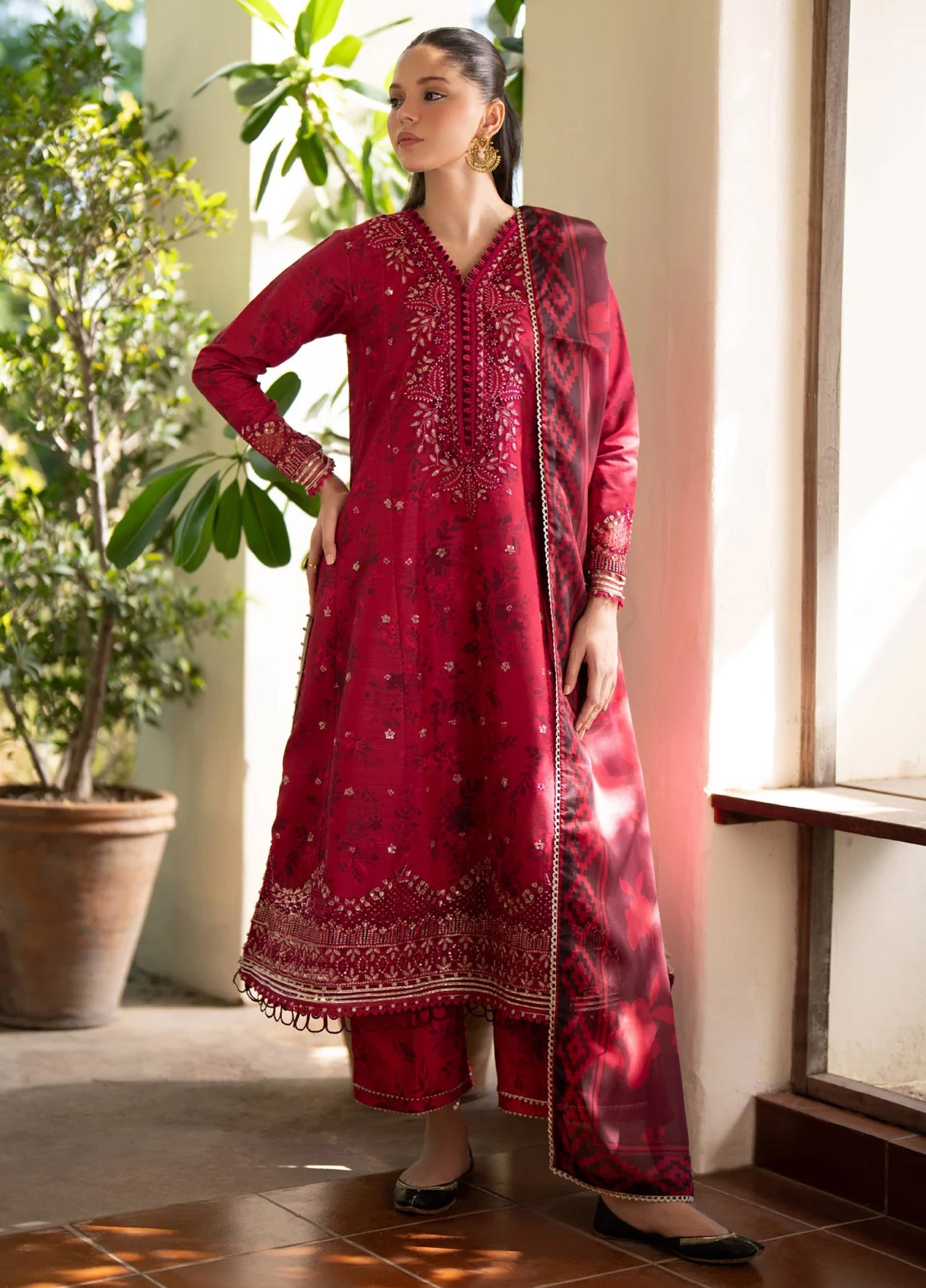 Xenia Formal Unstitched Luxury Raw Silk Suits 3 Piece XE25FL Ibshaam-B - Formals Collection