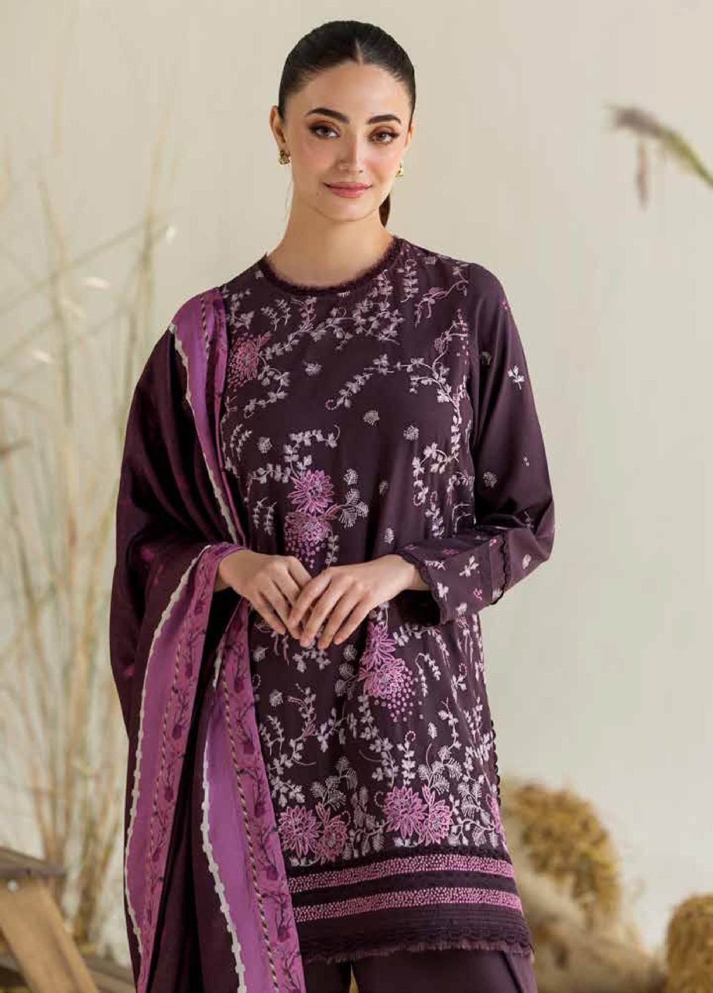 Sobia Nazir Winter Embroidered Karandi Suits 3 Piece SN25WU D-02 B - Winter Collection