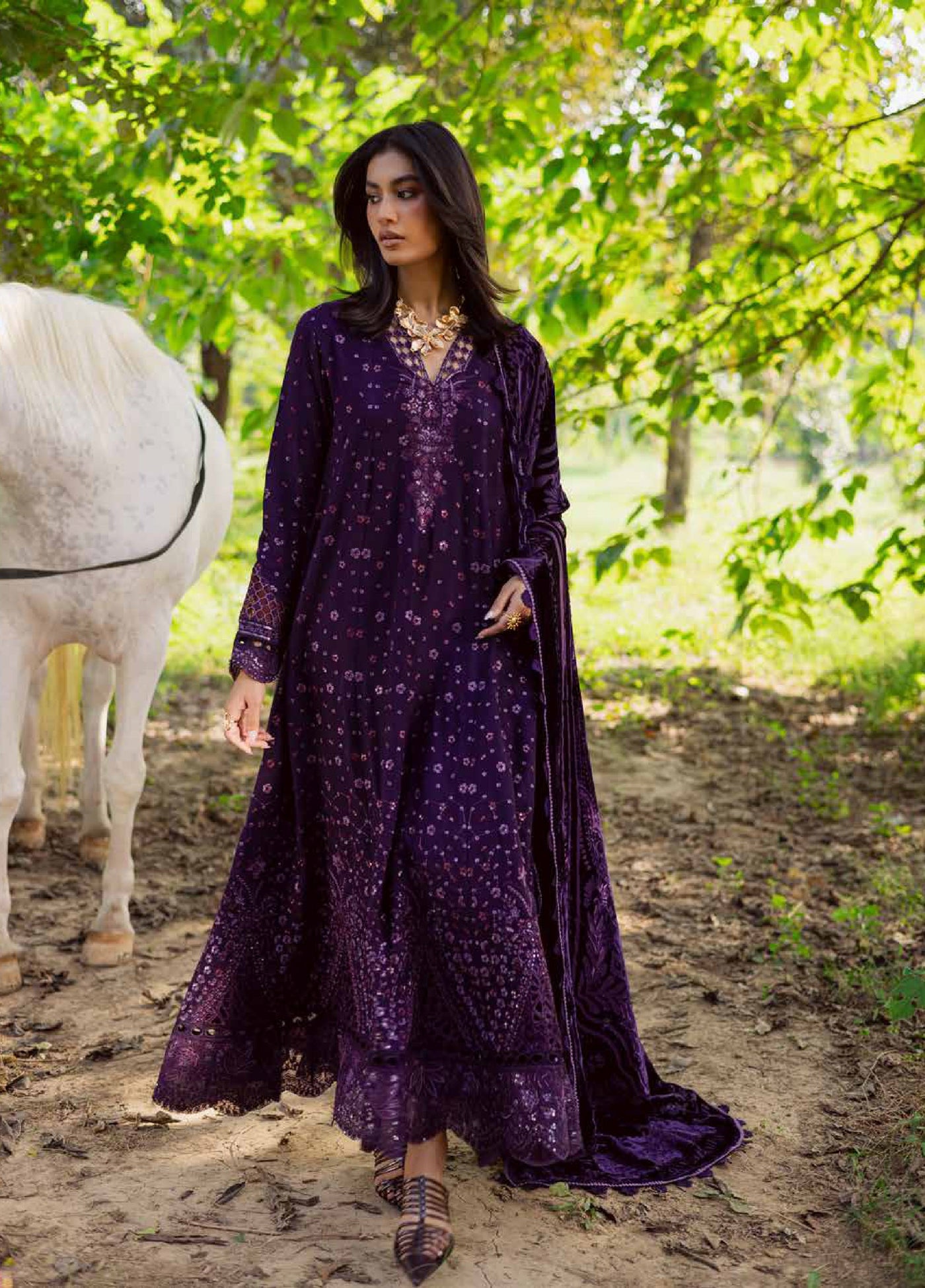 Nureh Exclusive Unstitched Luxury Palachi Embroidered Leather Peach Suits 3 Piece NU25PS NE-187 - Winter Collection