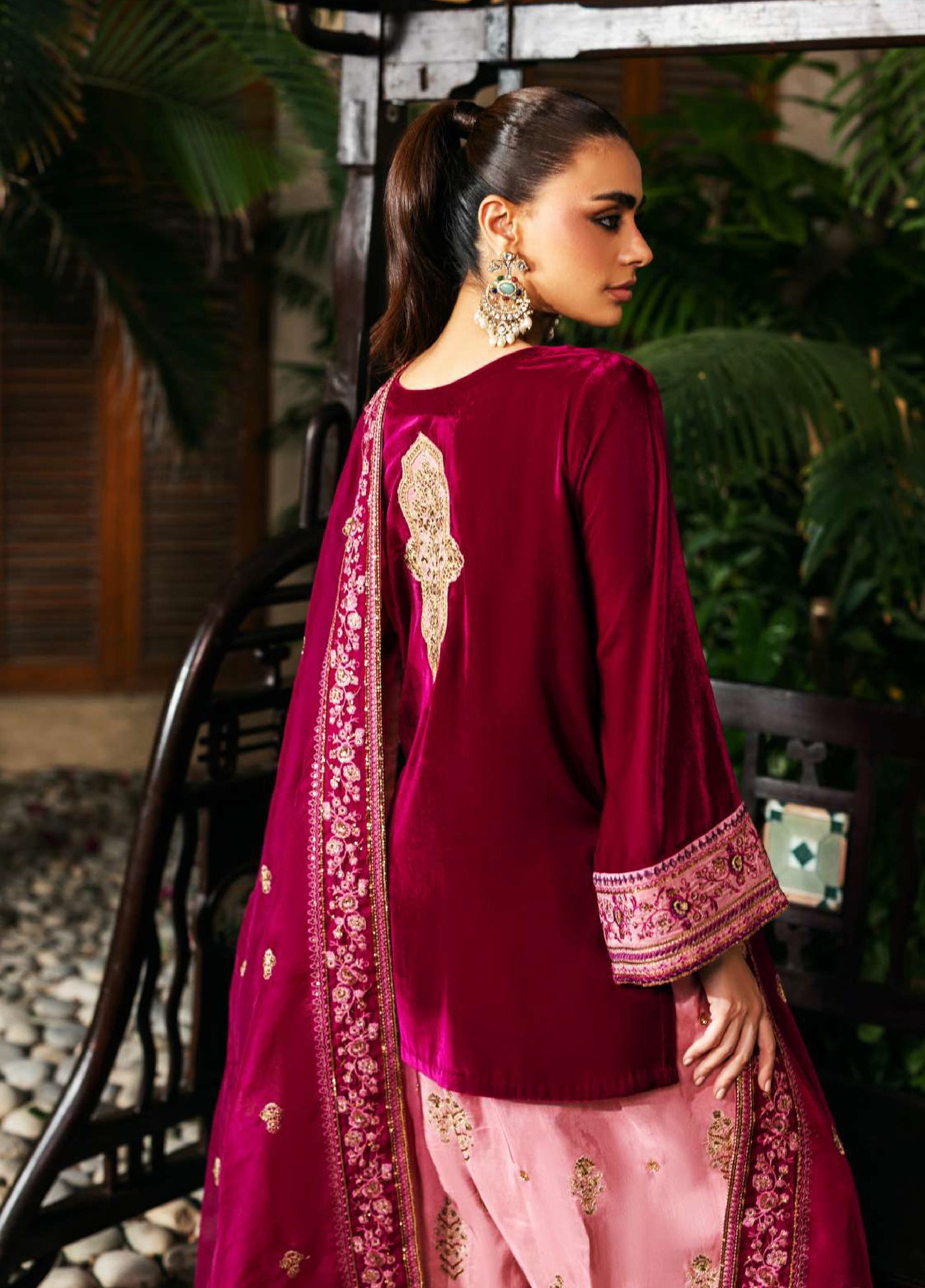 Zainab Chottani Unstitched Velvet Embroidered 3 Piece ZC25UV Rubi - Festive Collection