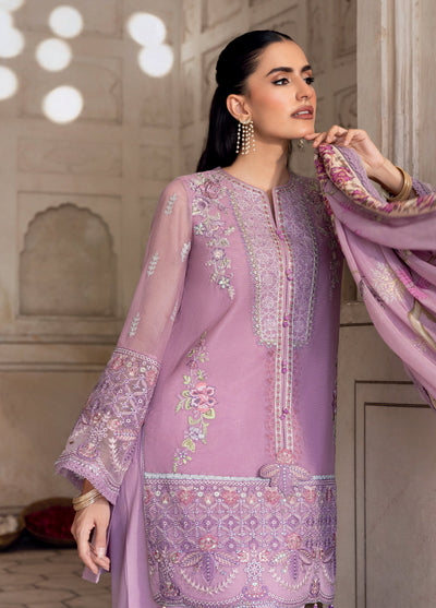 M basics by Maria B Unstitched Organza Embroidered Suits 3 Piece MB25WF D-802 Lilac - Winter Collection