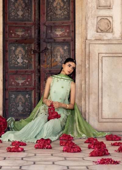 M basics by Maria B Unstitched Silk Embroidered Suits 3 Piece MB25WF D-801 Sea Green - Winter Collection
