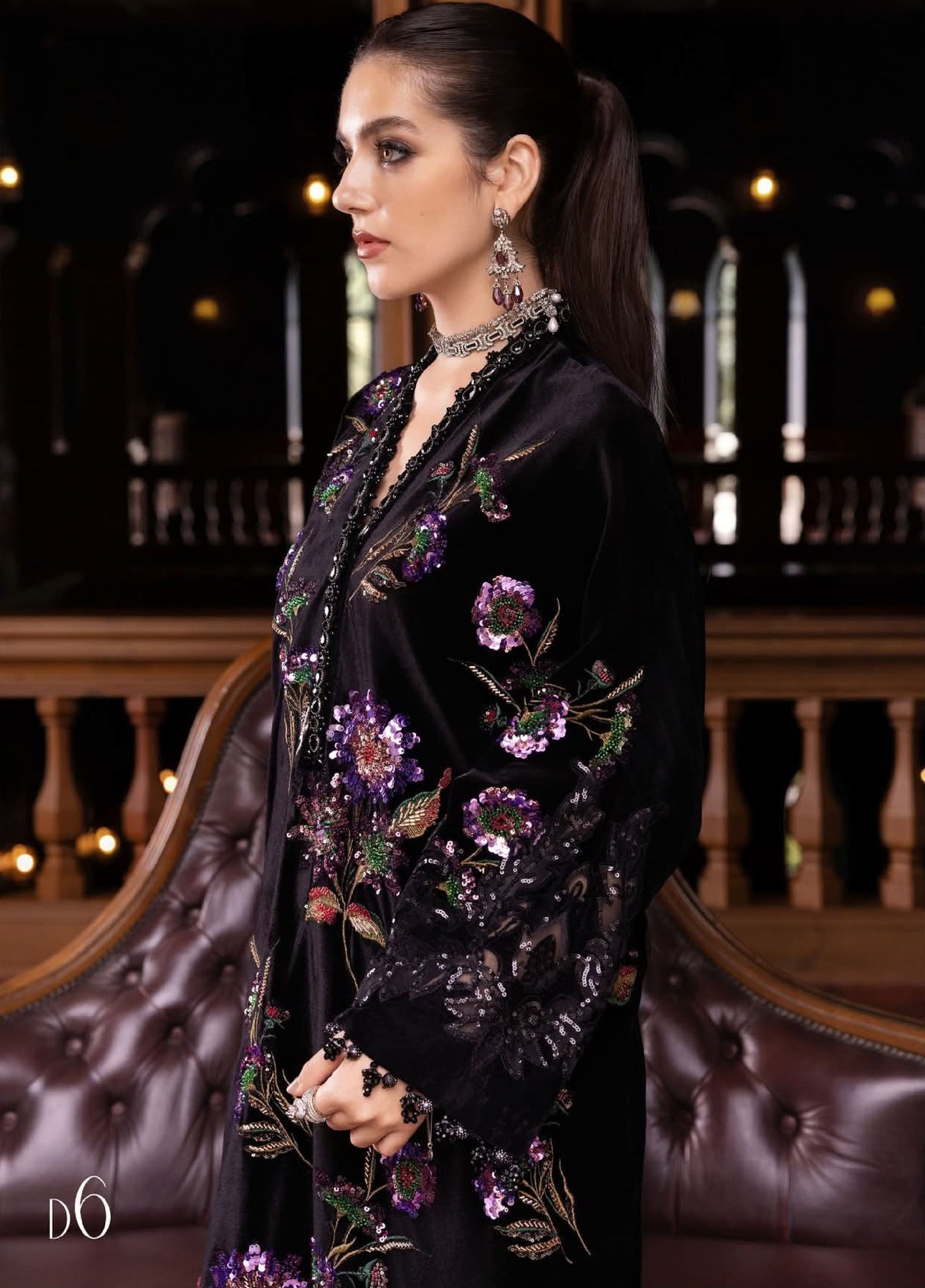 Luxe by Maria B Unstitched Embroidered Velvet 3 Piece MB25LW D6 - Winter Collection