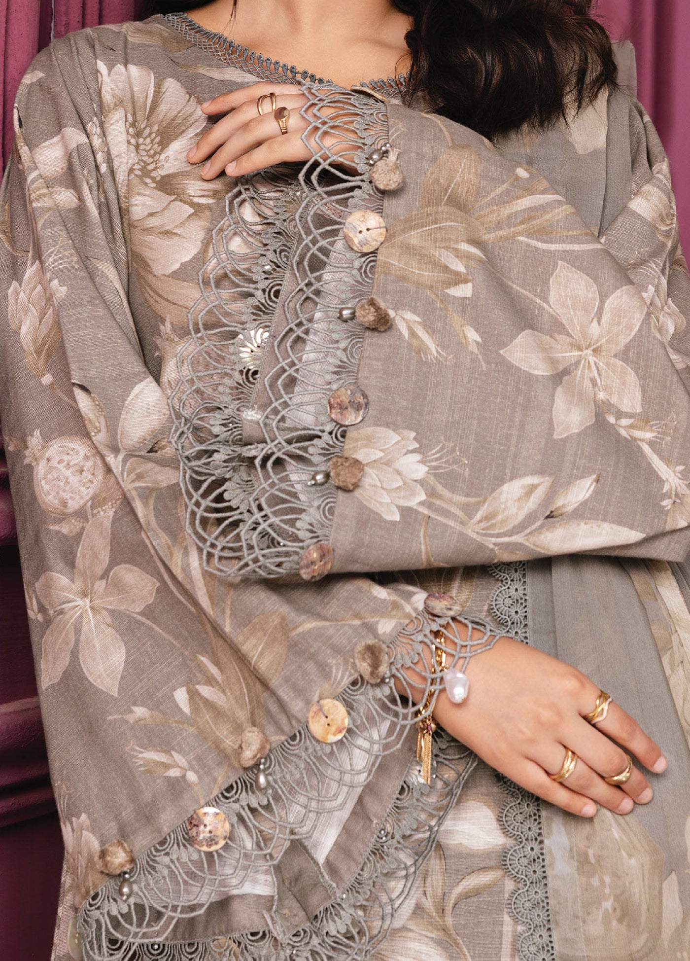 M Basics By Maria B Unstitched Digital Printed Linen 3 Piece MB25UW 1101-A - Winter Collection