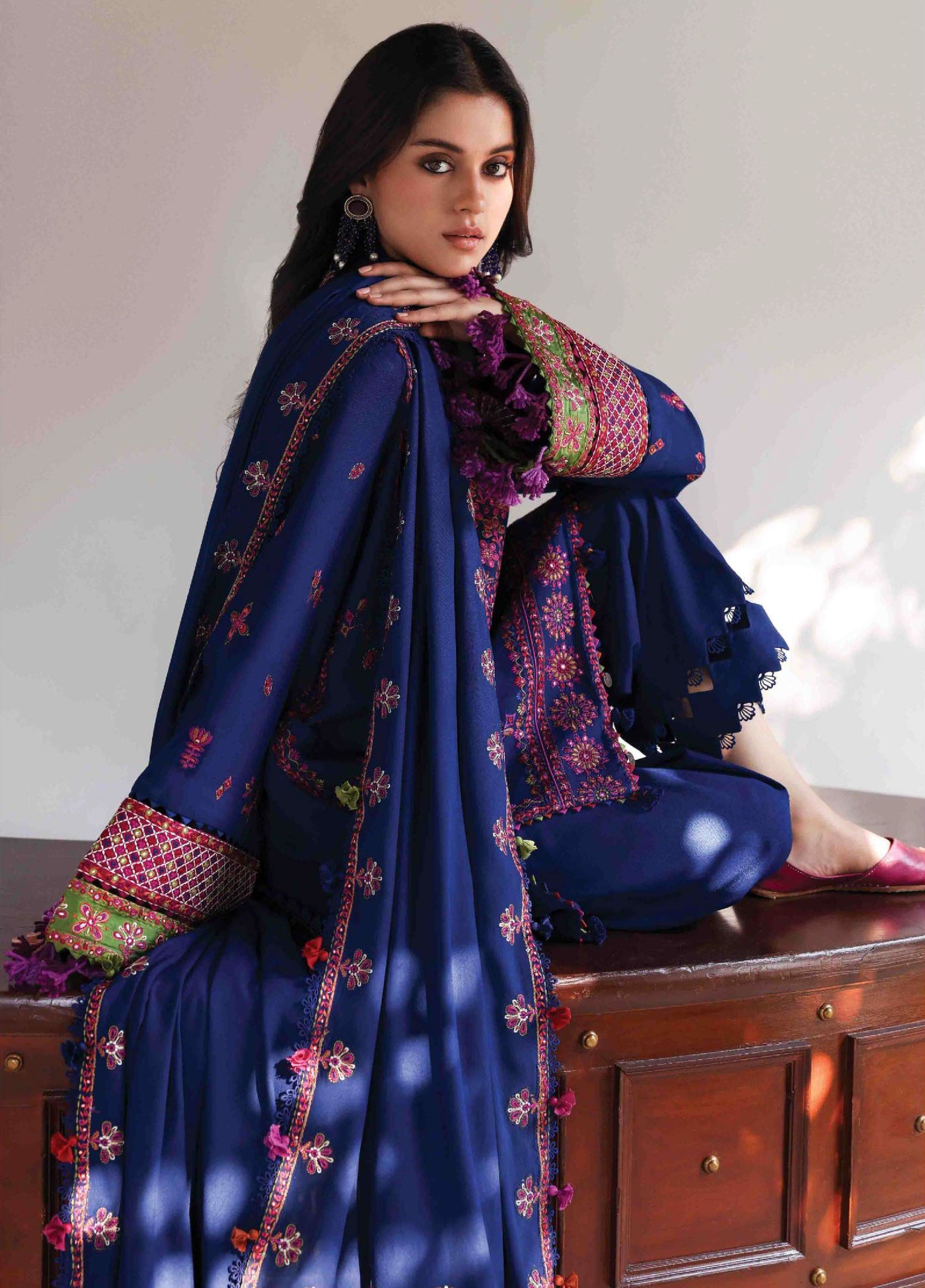 Amaris by Republic Womenswear Unstitched Luxury Shawl Karandi Embroidered Suits 3 Piece RW25AS D-10 - Winter Collection