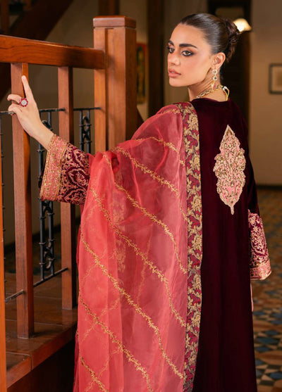 Zainab Chottani Unstitched Velvet Embroidered 3 Piece ZC25UV Aima - Festive Collection