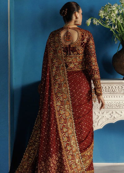 AIK Udaipur Velvet Unstitched Luxury Embroidered Saree AIK25 D-09 - Formals Collection