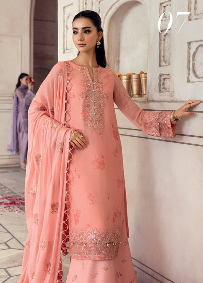 M basics by Maria B Unstitched Organza Embroidered Suits 3 Piece MB25WF D-807 Coral - Winter Collection