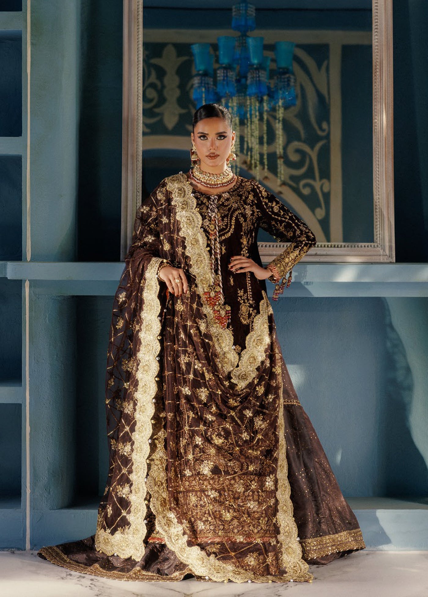 AIK Udaipur Velvet Unstitched Luxury Embroidered 3 Piece AIK25 D-06 - Formals Collection