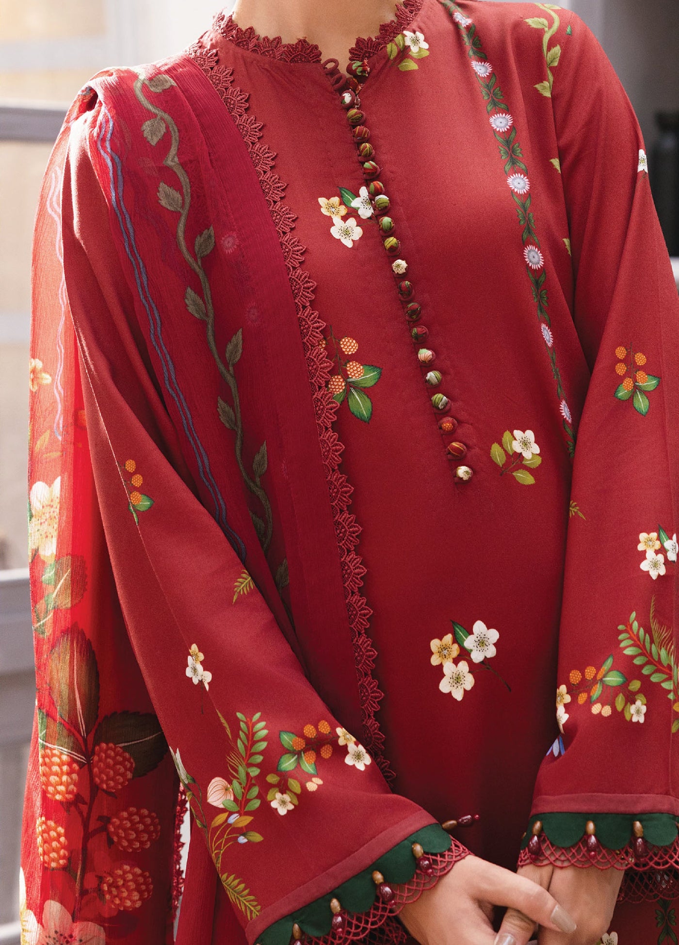 M Basics By Maria B Unstitched Digital Printed Linen 3 Piece MB25UW 1105-A - Winter Collection