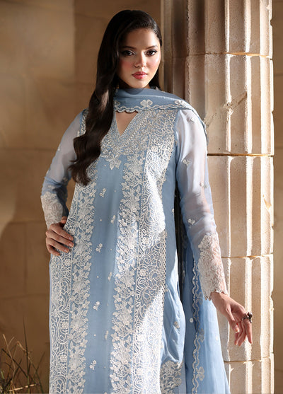 Luxe by Azure Unstitched Chiffon Embroidered Suits 3 Piece AZ25LF Serenite - Festive Collection