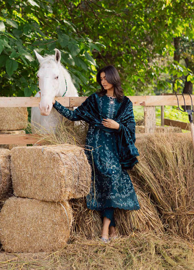 Nureh Exclusive Unstitched Luxury Palachi Embroidered Leather Peach Suits 3 Piece NU25PS NE-186 - Winter Collection