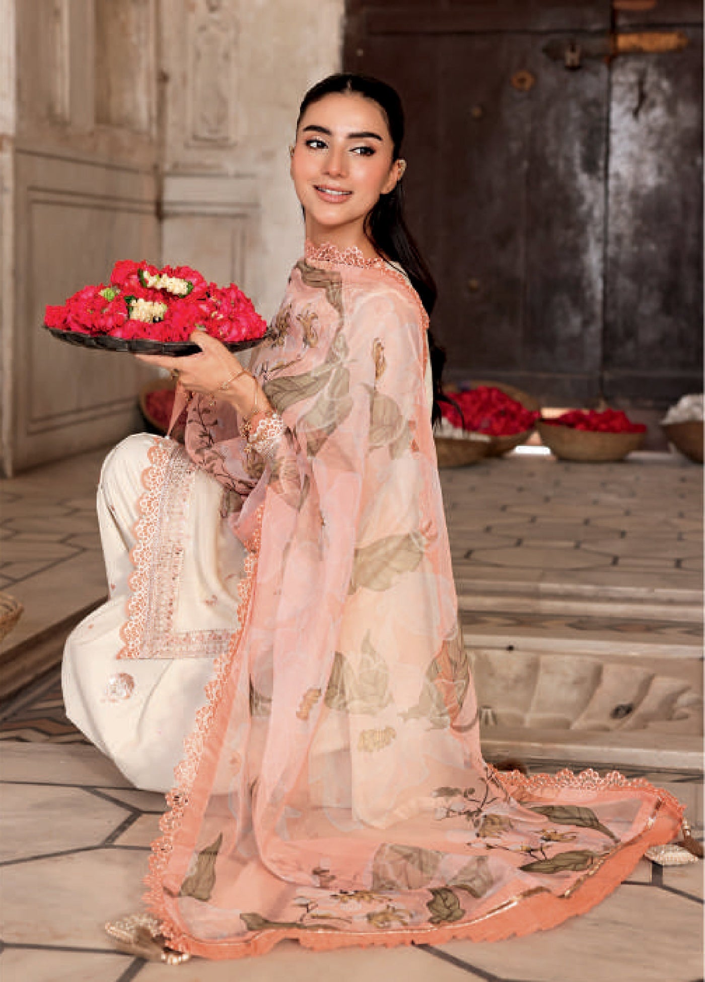 M basics by Maria B Unstitched Silk Embroidered Suits 3 Piece MB25WF D-805 Off White - Winter Collection