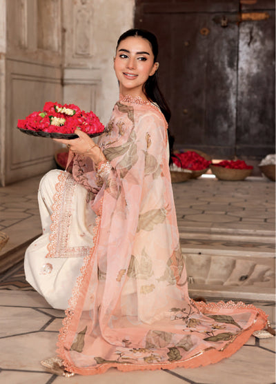 M basics by Maria B Unstitched Silk Embroidered Suits 3 Piece MB25WF D-805 Off White - Winter Collection