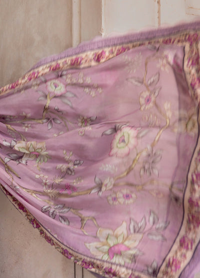 M basics by Maria B Unstitched Organza Embroidered Suits 3 Piece MB25WF D-802 Lilac - Winter Collection