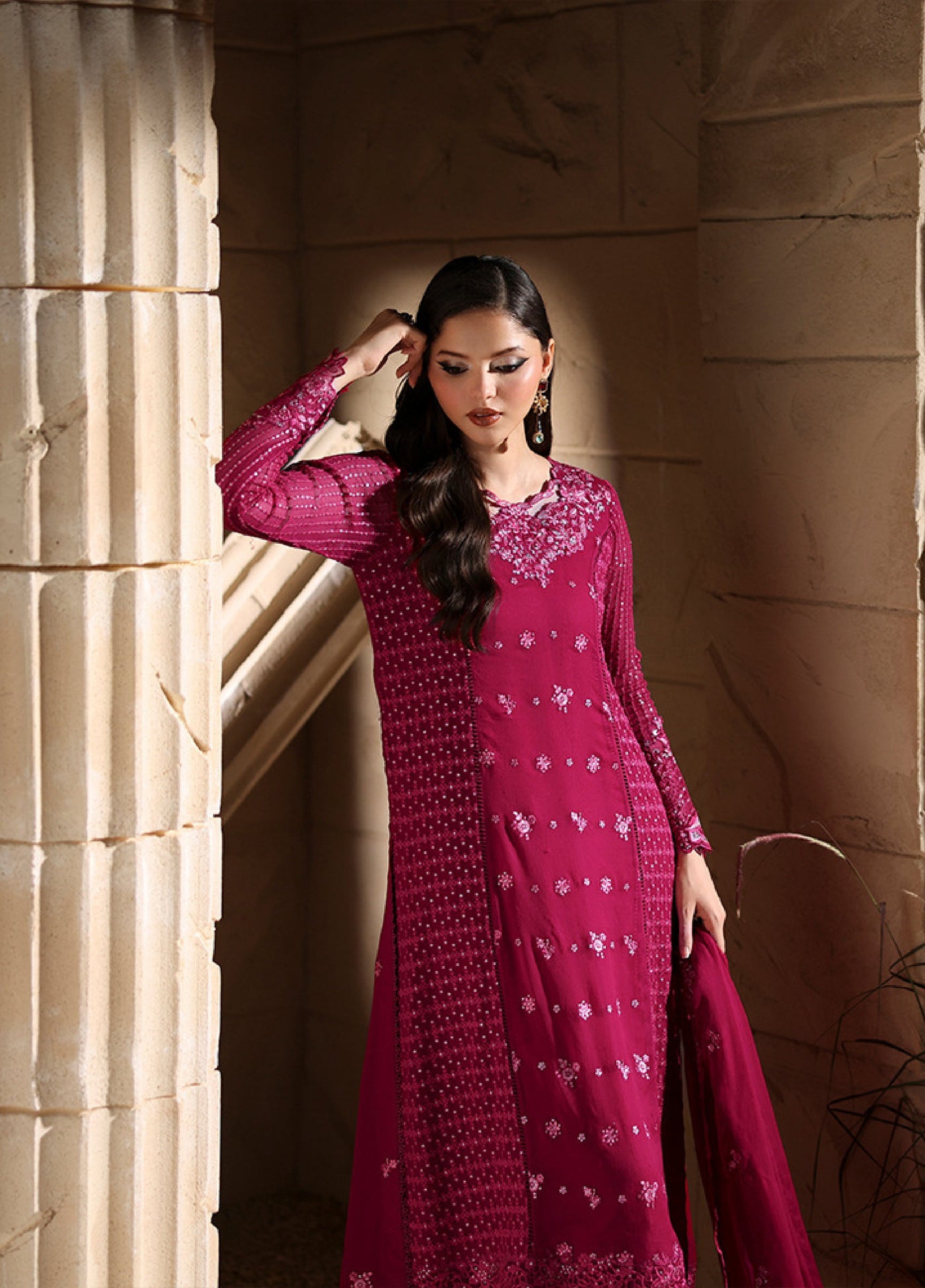 Luxe by Azure Unstitched Chiffon Embroidered Suits 3 Piece AZ25LF Amoura - Festive Collection