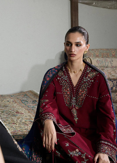 Jugnu by Hussain Rehar Unstitched Karandi Embroidered Suits 3 Piece HR25JW Rami - Winter Collection