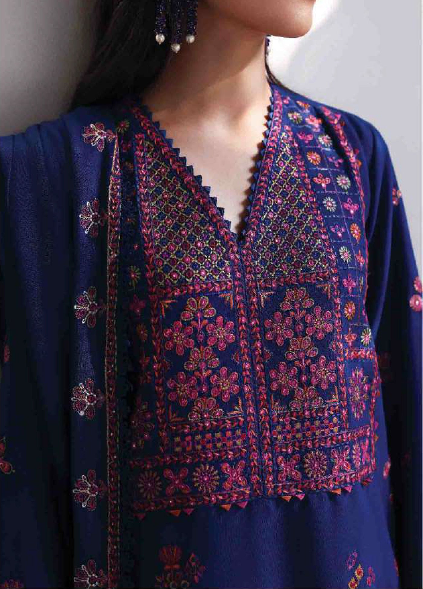 Amaris by Republic Womenswear Unstitched Luxury Shawl Karandi Embroidered Suits 3 Piece RW25AS D-10 - Winter Collection
