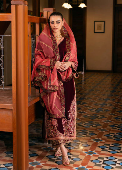 Zainab Chottani Unstitched Velvet Embroidered 3 Piece ZC25UV Aima - Festive Collection
