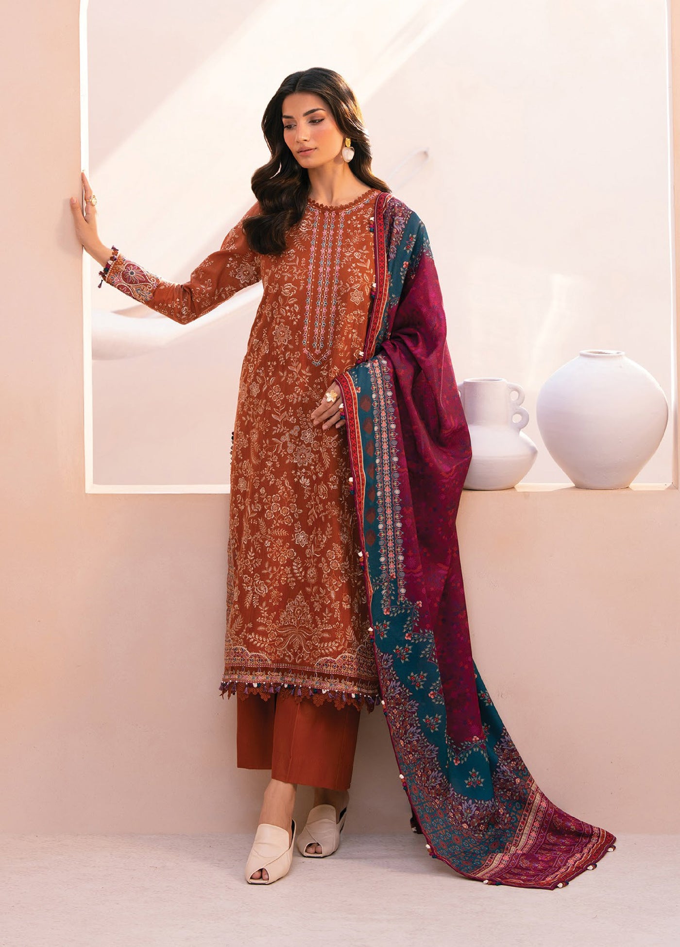 Rang e Khizaan by Xenia Unstitched Khaddar Embroidered Suits 3 Piece XE25SW D-07 SALIAH - Winter Collection