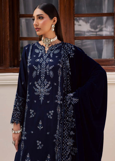 Nureh Exclusive Unstitched Luxury Leather Peach Velvet Shawl Embroidered Suits 3 Piece NU25NS NE-200 - Festive Collection